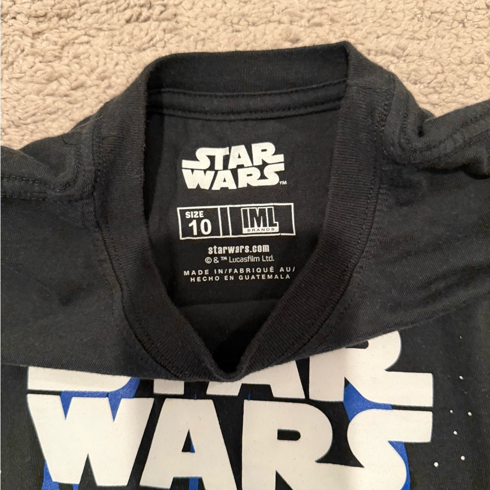 Star Wars Black Tee with White and Blue Logo
